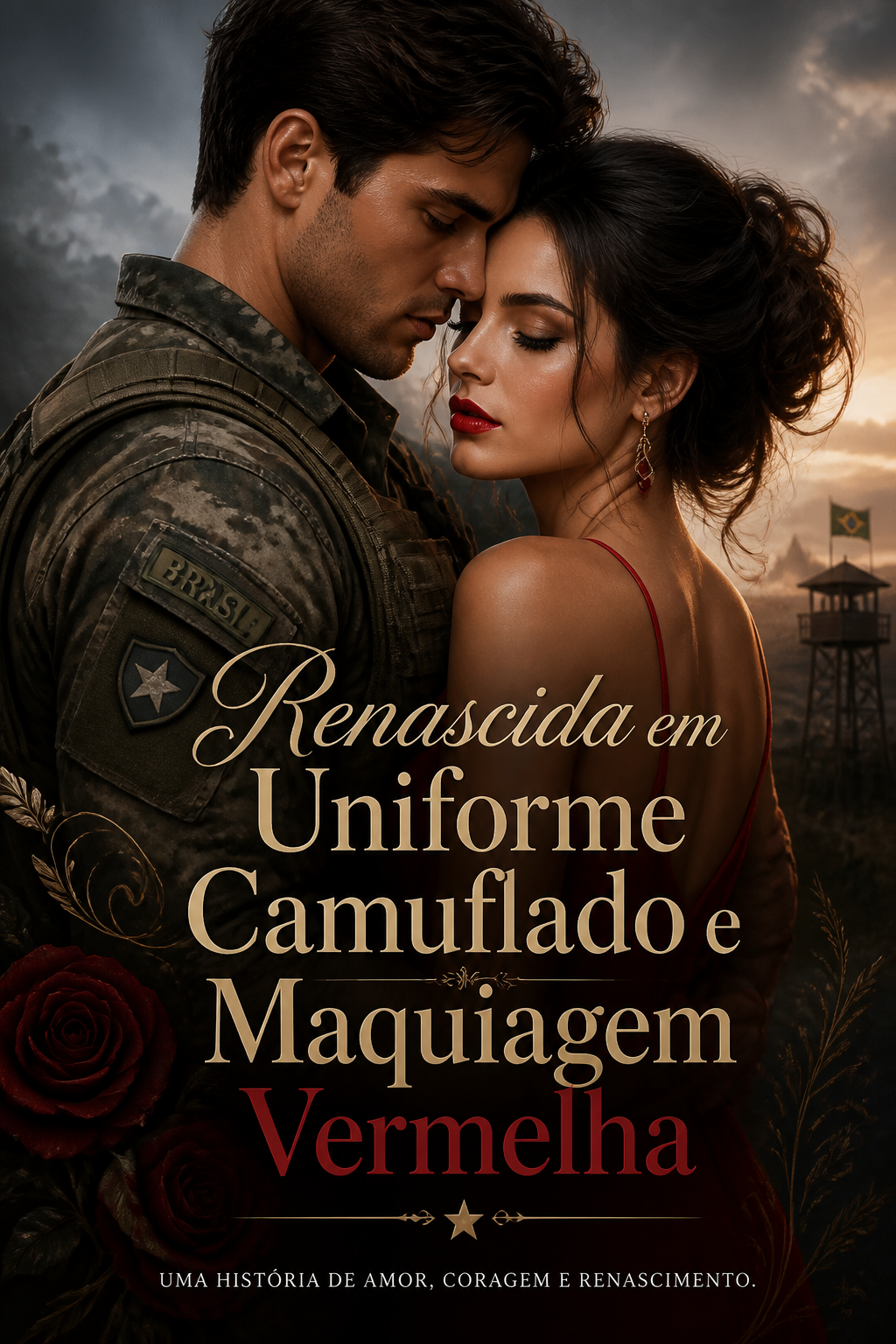 Renascida em Uniforme Camuflado e Maquiagem Vermelha